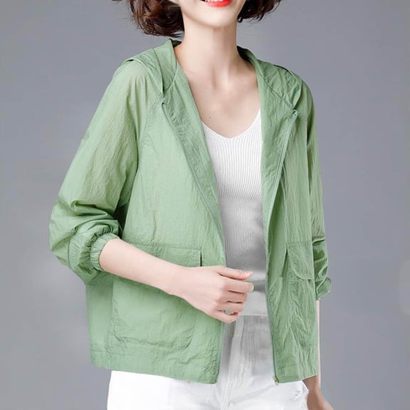 EGNMCR Women's Sun Protection Hoodie Jacket Lightweight Long Sleeve Sun Shirt for Women with Pocket Hiking Outdoor Fall Winter