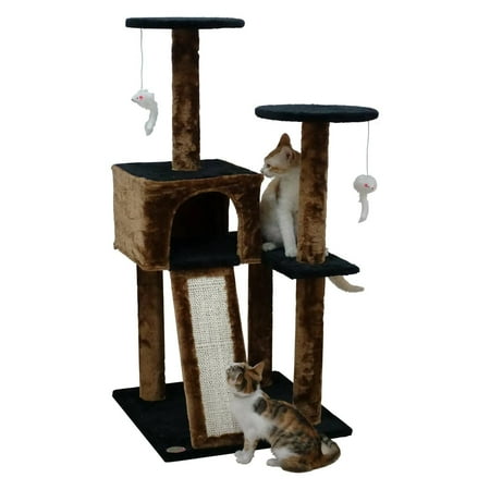 UPC: 0810602022108 | Go Pet Club 40-in Cat Tree & Condo Scratching Post Tower  Brown