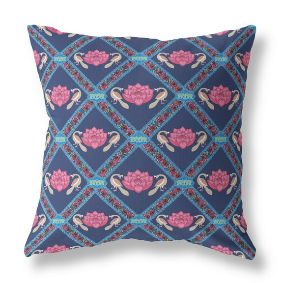 Amrita Sen Broadcloth Zippered Pillow With Indigo Pink CAPL476BrCDS-ZP-16x16