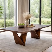 Rumy Dining Table-Diamond Profile Edges-Brown Solid Wood-83 Inch