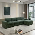 thumbnail image 3 of Aukfa Sectional Sofa, 138" Oversized Modular Couch with Ottoman for Living Room, Corduroy, Green, 3 of 12
