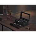 thumbnail image 3 of 12-Slot Watch Box, 2 Layers with 1 Drawer Lockable Watch Case with Glass Lid, Black, 3 of 7