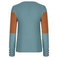 thumbnail image 4 of Oplxuo Women's Color Block Long Sleeve Tops Fall Dressy V Neck Blouses Business Casual Loose Tunic Shirts, 4 of 6
