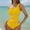 Yellow, variant on Bzhegqhd Womens Swimsuits One Piece Tummy Control,Women Solid Color Sexy Backless Strap Bikini Swimsuit