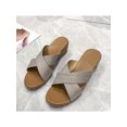 thumbnail image 4 of Frontwalk Women's Wedges Open Toe Slides Backless Slippers Outdoor Casual Shoes Lady Pure Color Gold 7, 4 of 6