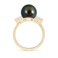 thumbnail image 2 of ANGARA Tahitian Cultured Pearl Bypass Ring with Diamond Trio in 14K Yellow Gold for Women | June Birthstone, Birthday, Anniversary, Jewelry Gift for Women | Pearl Ring, 2 of 8