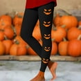 thumbnail image 2 of Gyexs Halloween Leggings for Women Plus Size Printed Casual Holiday Tights Pumpkin Ghost Printed Gym Yoga Pants Halloween Pajamas #01 Black Size XL, 2 of 4
