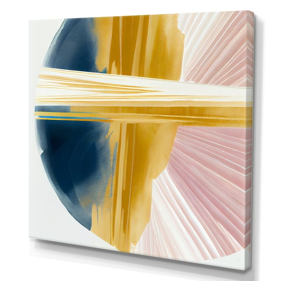 Designart Wide Golden Brush Stroke II Canvas Wall Art