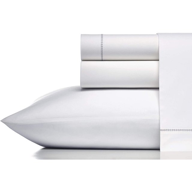 Vera Wang 400 Thread Count Sheet Set, Queen, White/Charcoal