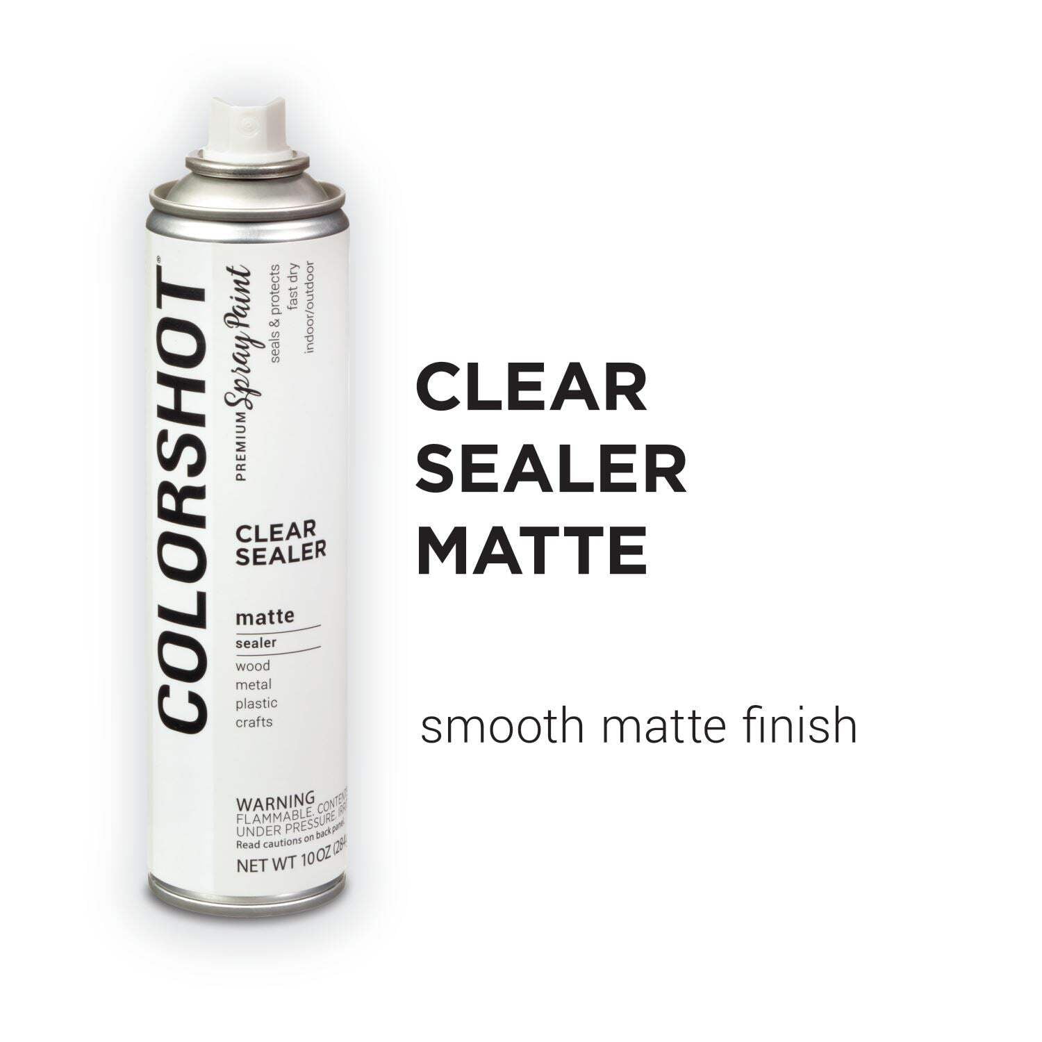 COLORSHOT Clear Sealer Matte, 10 oz. 4 Pack, Fast-Drying Acrylic Paint, Indoor & Outdoor Use
