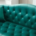 thumbnail image 5 of Canddidliike 78.7" Width Classic Chesterfield Velvet Sofa Contemporary Upholstered Couch with Rolled Arms and Silver Metal Legs, 2 Pillows Included Living Room Set, Green, 5 of 6