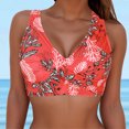 thumbnail image 2 of Linfrsh Women's Bikini Top Lace Up Crisscross Swim Crop Tops High Neck Swimsuit Bra Padded Watermelon Red,M, 2 of 5