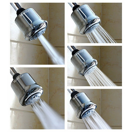 Power Body Massage Spa High Pressure 5 Function Shower Head Chrome Finish Adjustable Fixed