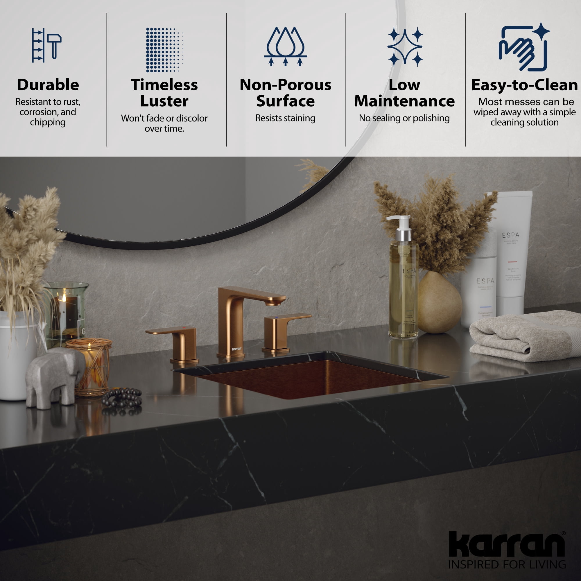 Karran Usa CCU500G Cinox 15-3/4" Square Stainless Steel Undermount Bathroom Sink - Gold