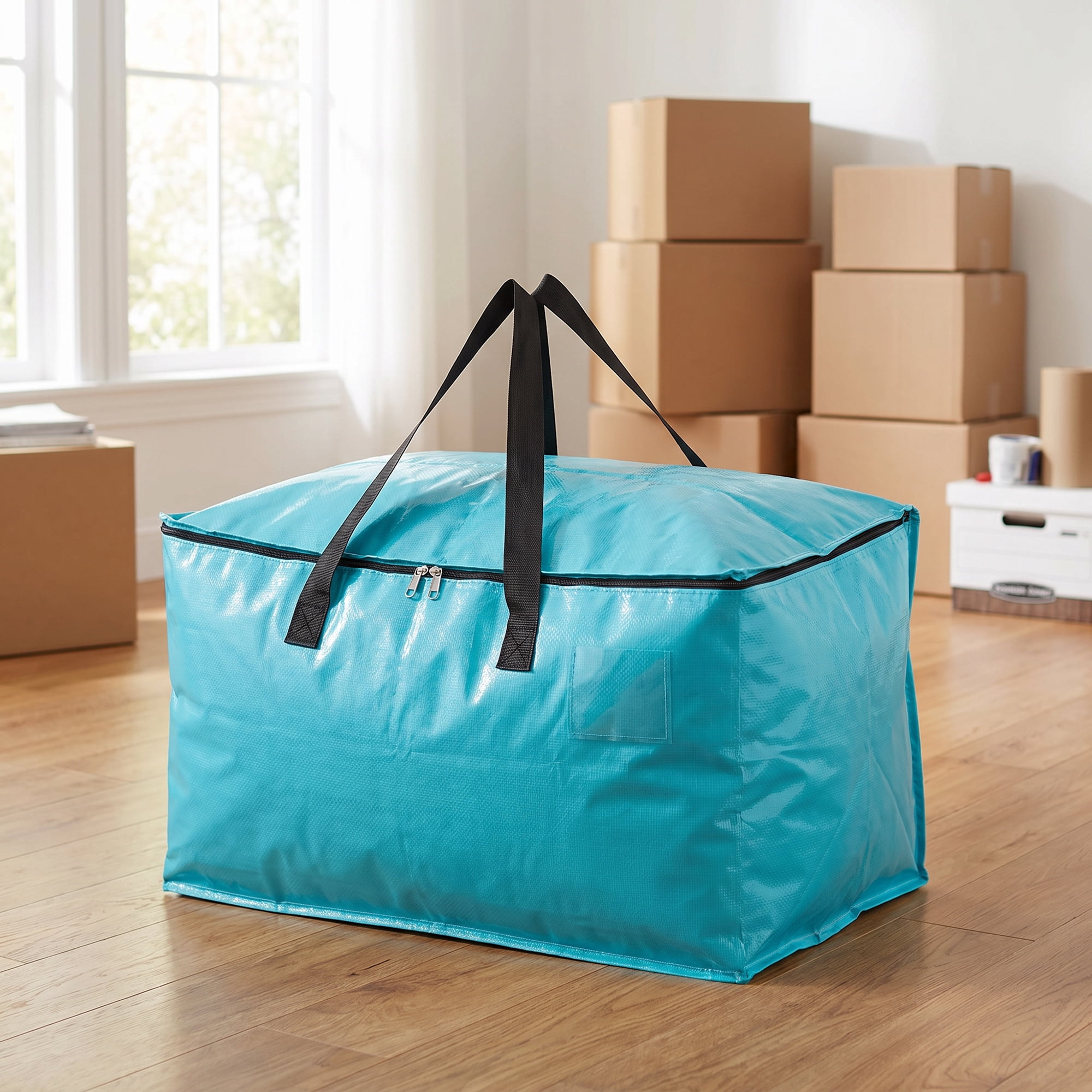 Unique Bargains Waterproof Hard-wearing Storage Duffel Bag Cyan Blue 27.2"x14.2"x13.8"