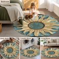 thumbnail image 5 of Round Rugs 4 Ft, Blue Golden Sun Non Slip Area Rugs for Kitchen Bedroom Entryway, Vintage Abstract Art Retro Washable Carpet Runner Rug Floor Mats for Bedroom Home Decor, 5 of 9