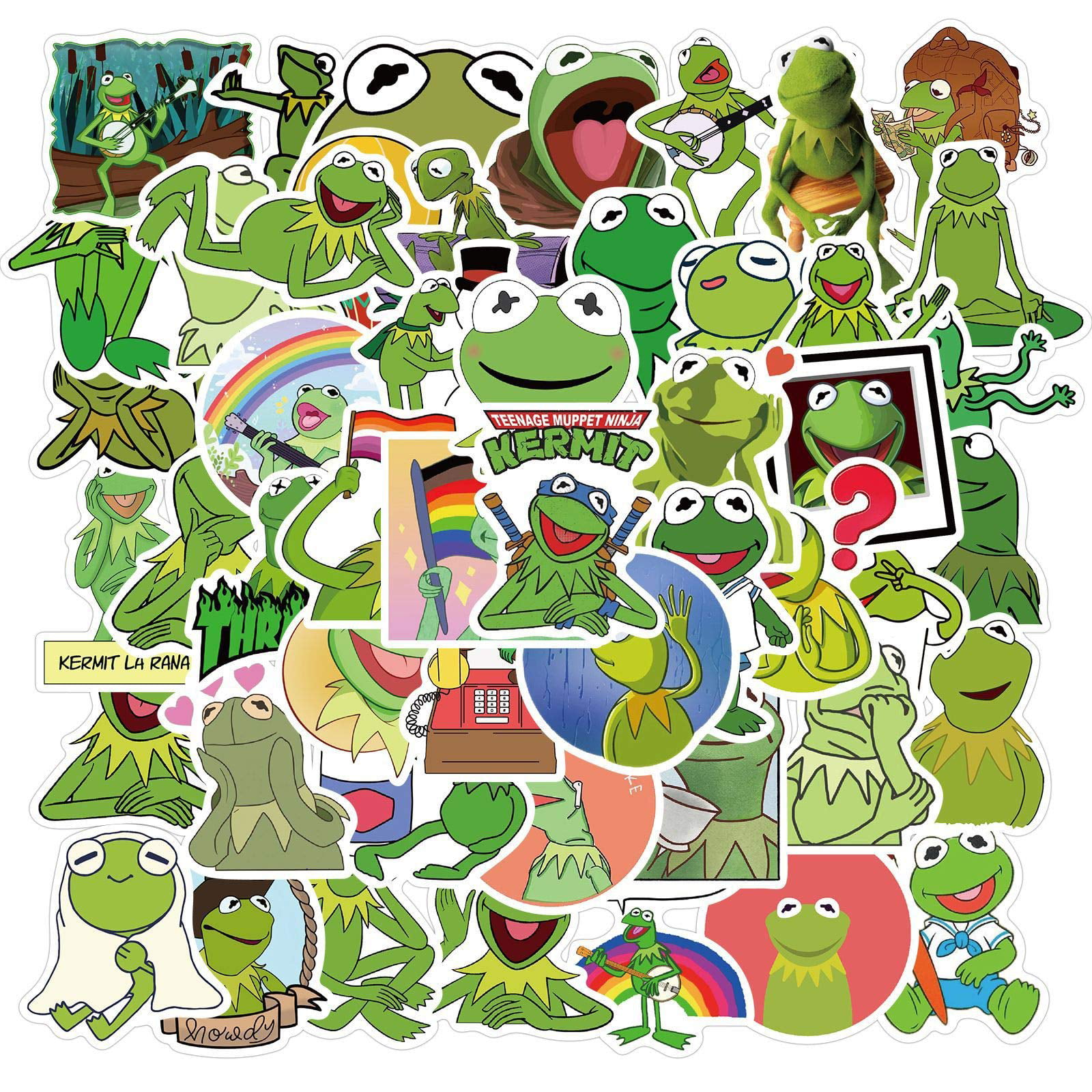 50pcs Kermit The Frog Stickers Funny Meme Stickers for Kids Laptop,Cute  Cartoon Frog Stickers Waterproof Vinyl Decals for Water Bottle Skateboard  Bumper Journal Bicycle 