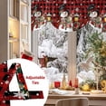 thumbnail image 5 of Christmas Snowman Tie Up Valances Curtain, Xmas Winter Snow Wreaths Lights Red Plaid Adjustable Rod Pocket Short Window Treatment Tie Up Curtains Valances for Kitchen Living Room Bathroom 42x18 In, 5 of 9