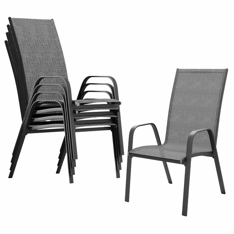 Fundaze Outdoor Dining Chair Set of 4, Stackable Grey photo 7