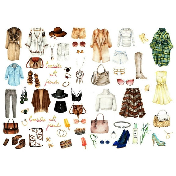 Woman Fashion Clothes Precut Anti-UV Waterproof Decoration Album Planner Stickers Scrapbooking Diary Sticky Paper Flakes
