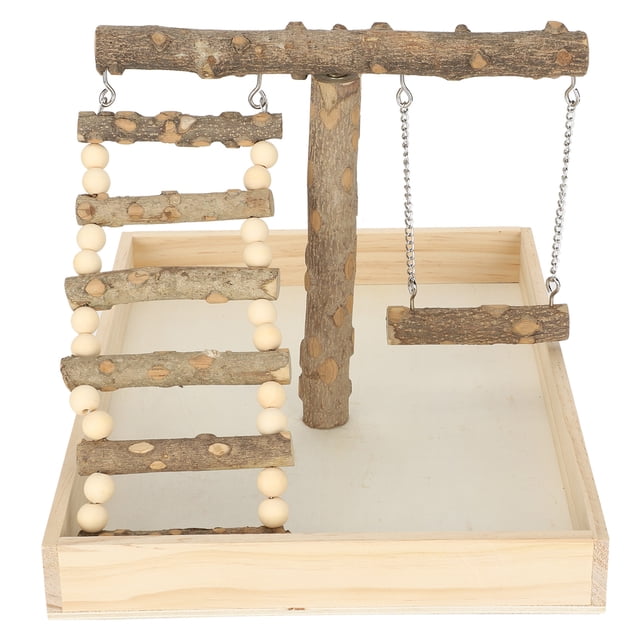 Soporte de percha para pájaros de madera, estante de pie para juego de loros naturales, entrenamiento de aves con Base grande