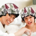 thumbnail image 6 of Shower Caps,Multicolor Christmas Tree Pattern Waterproof Shower Cap for Women 4 Pieces,Double Reusable Hair Cover for Shower PEVA Elastic Stretch Hem, 6 of 7