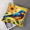 thumbnail image 7 of Oil Painting Blue Robin Bird Throw Pillow Covers Yellow Background Lovely Animal with Pattern Decorative Cushion Case for Sofa (Blue Robin Bird), 7 of 7