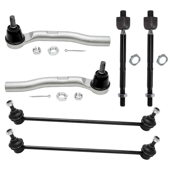 Detroit Axle - 6pc Front Suspension Kit for 2009-2014 Honda Fit [Gas], 2 Sway Bars 4 Inner Outer Tie Rod End Links 2010 2011 2012 2013 Replacement