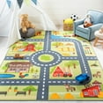thumbnail image 2 of SAFAVIEH Kids Playhouse Farm Crossroads Machine Washable Area Rug, Light Green/Dark Grey, 5' x 5' Square, 2 of 9
