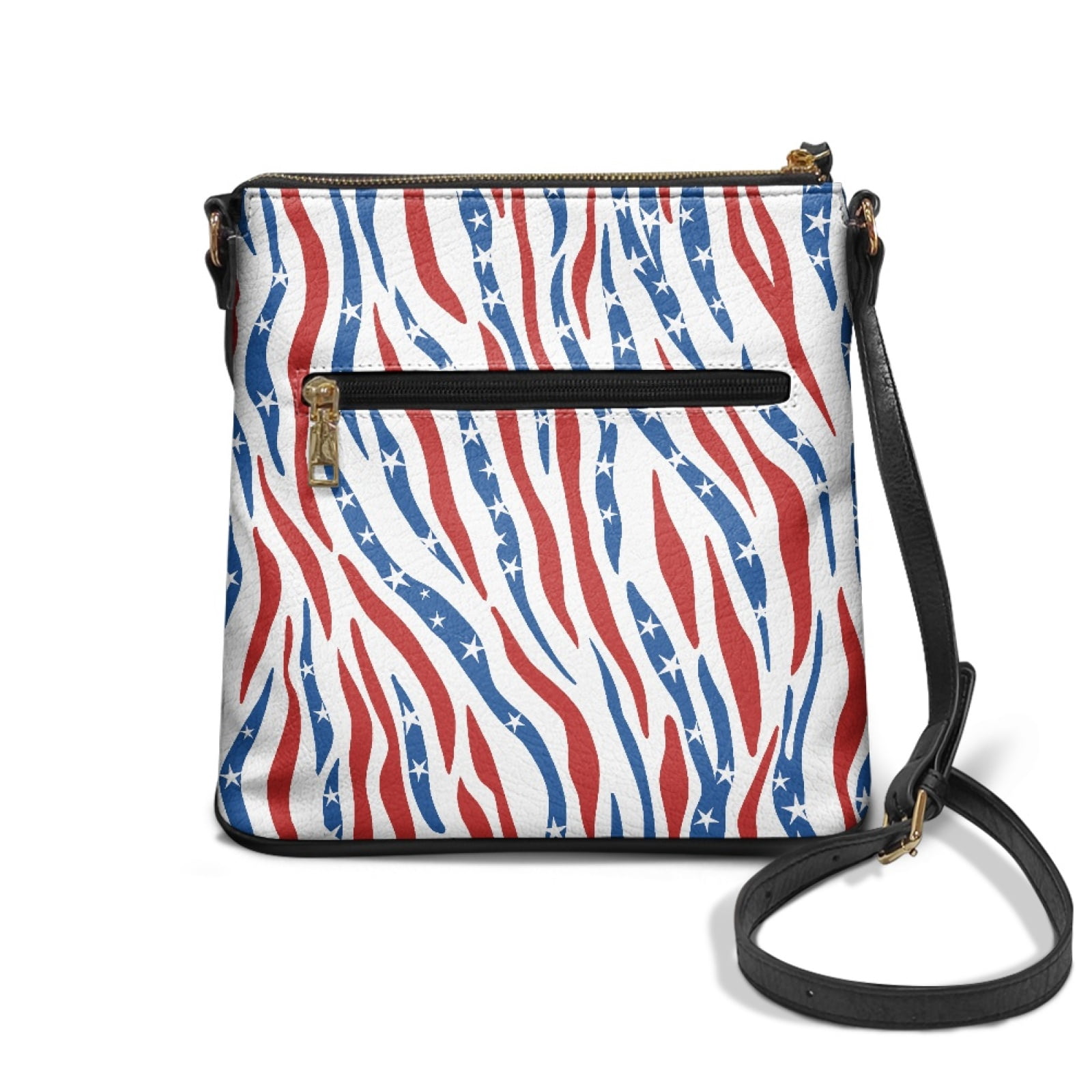 ZUXONGSY American Flag Zebra Stripe Print PU Leather Shoulder Bag for Women Fashion Crossbody Travel Purse Large Messenger Bag with Adjustable Strap for Dating Workout