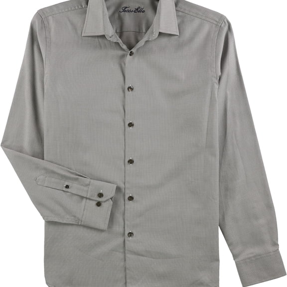 Tasso Elba Mens Dobby Button Up Shirt, Beige, Small