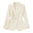 thumbnail image 6 of Women's Casual Blazer Jacket Womens Casual Blazer Open Front Long Sleeve Turndown Collar Solid Button Work Office Blazer Tops Beige Xl, 6 of 7