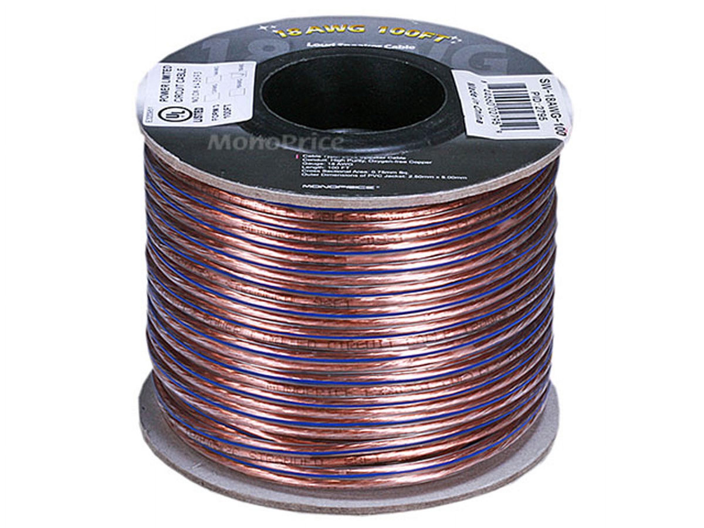 Monoprice Speaker Wire, Oxygen-Free CL2 Rated, 2-Conductor, 18AWG, 100ft