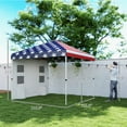 thumbnail image 3 of 10' x 10' Pop Up Canopy Tent w/ Sidewall, Height Adjustable Instant Sun Shelter w/ Storage Pockets, American Flag Print, 3 of 7