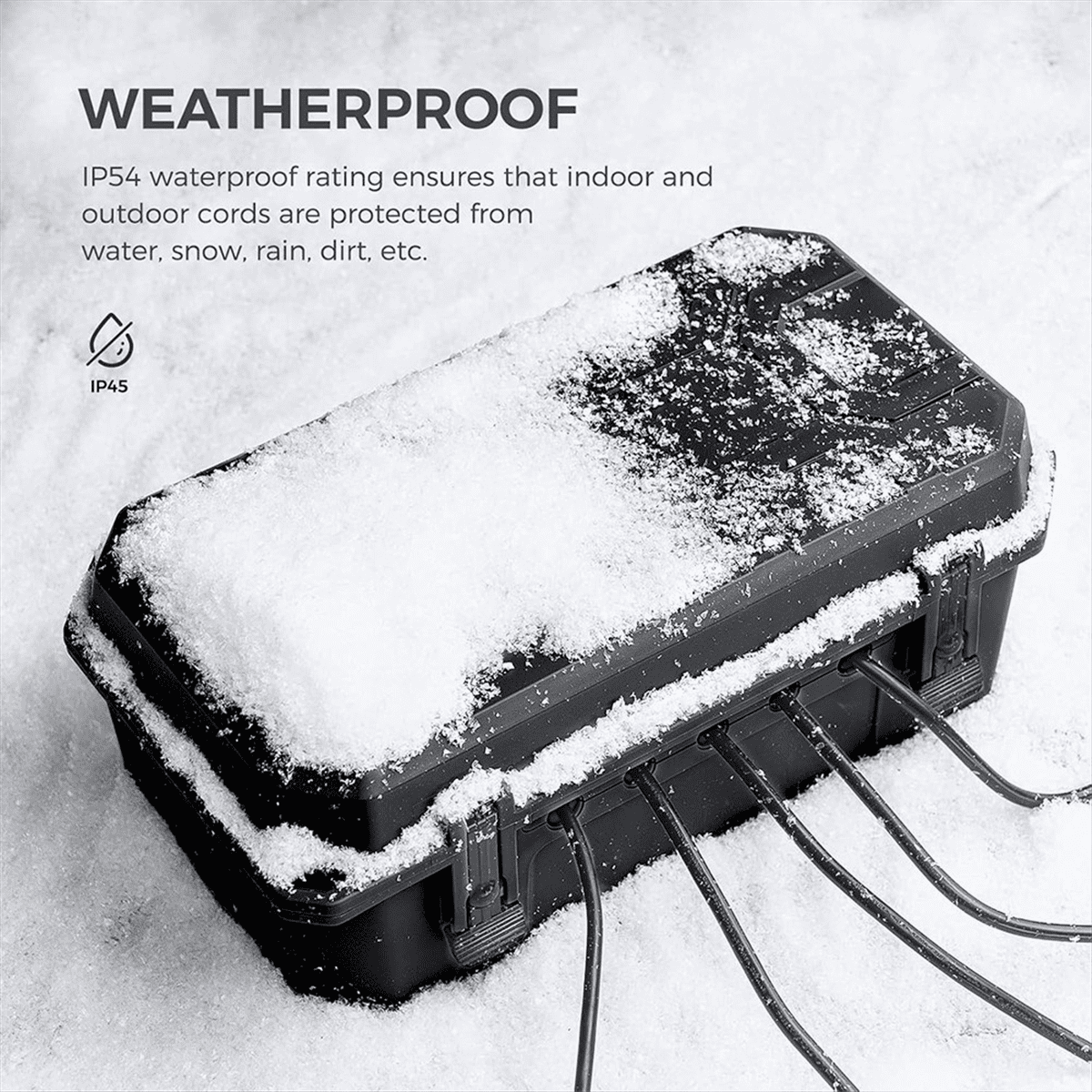 Outdoor Weatherproof Connection Box, Ip54 Water- Extension Cord Connection Box, Electrical Box to Protect Black