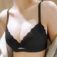 thumbnail image 3 of Ohufall Womens Wirefree Bras Solid Color Lace Trim Deep V Bra Fine Strap Fashion Everyday Underwear, 3 of 5