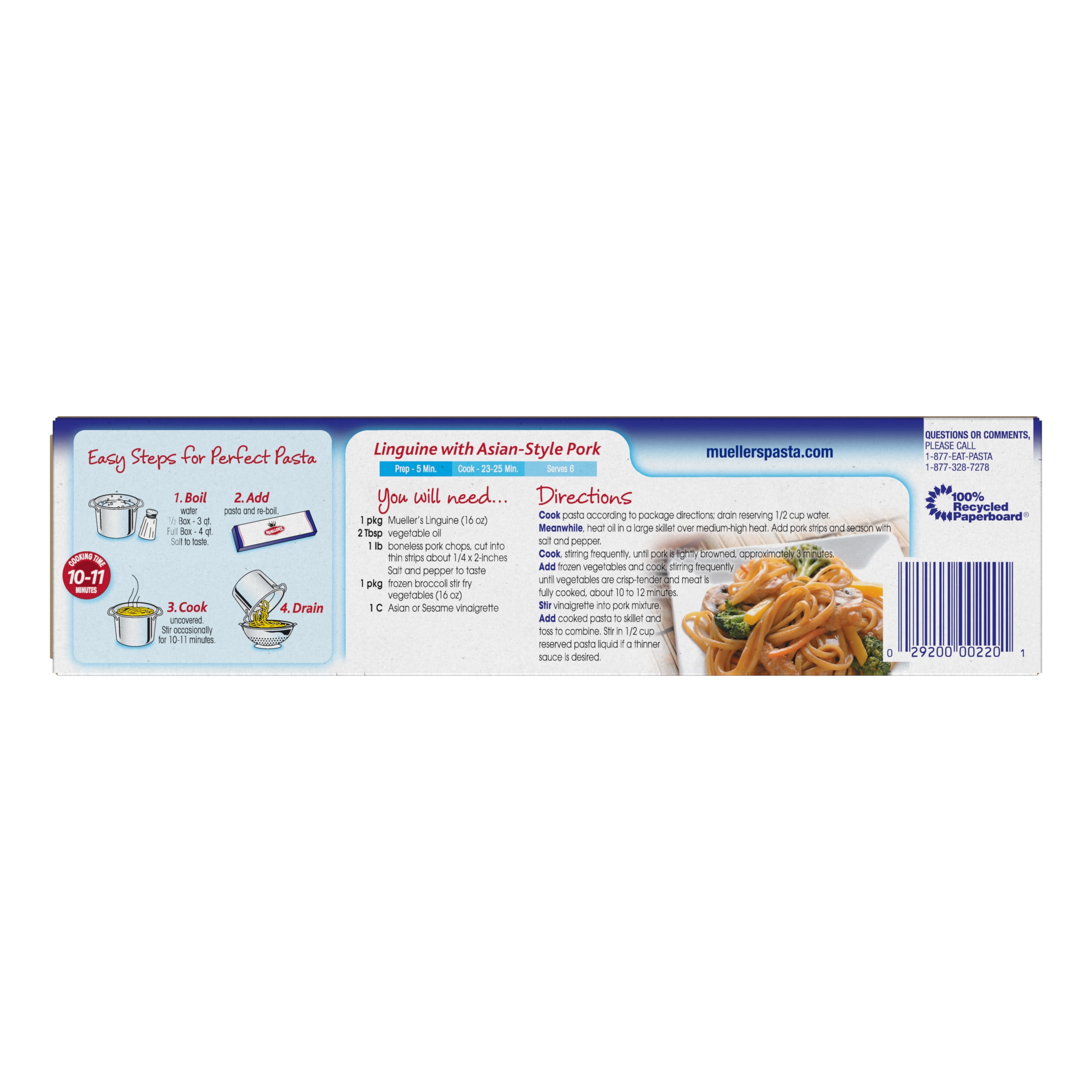 (2 pack) Mueller's Sodium-Free, Cholesterol-Free Linguine Pasta, 16 oz (Shelf-Stable)