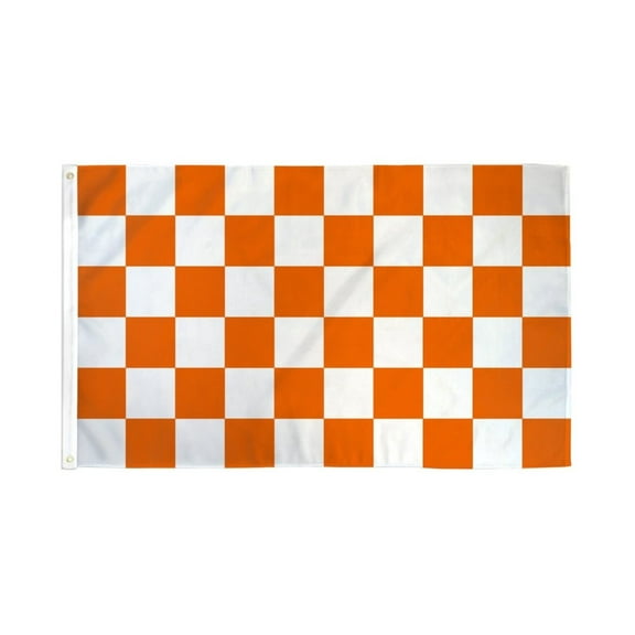 Orange & White Checkered Flag 3x5ft Poly