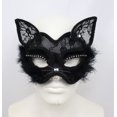 thumbnail image 1 of Máscara de mascarada negra de una pieza, máscara de mascarada de encaje, máscara facial de gato masculina sexy para mujer, 1 of 5