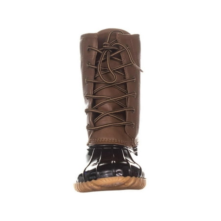 tan and brown duck boots
