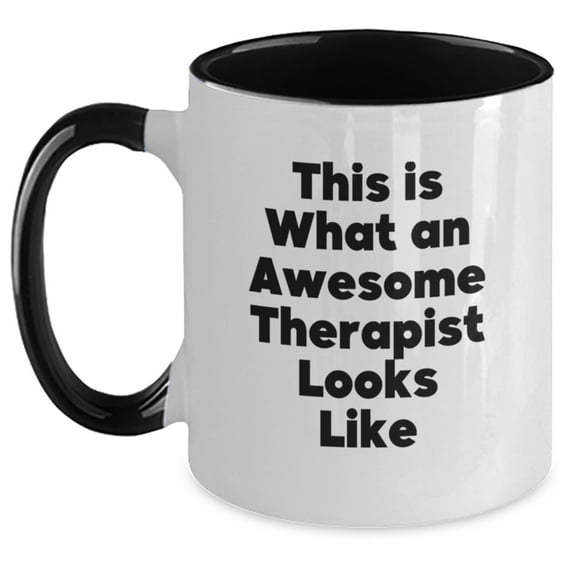 Funny Therapist Gifts from Men for Awesome Therapist - This Is What An Awesome Therapist Looks Like Two Tone Coffee Mug, Graduation Unique Gifts for Women