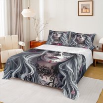 jejeloiu Gothic Horror Art Bed Sheets,Dark Aesthetic King Sheets,Spooky Halloween Sheet Set For Girls Boys,Luxury Bedroom Decor,4-Piece