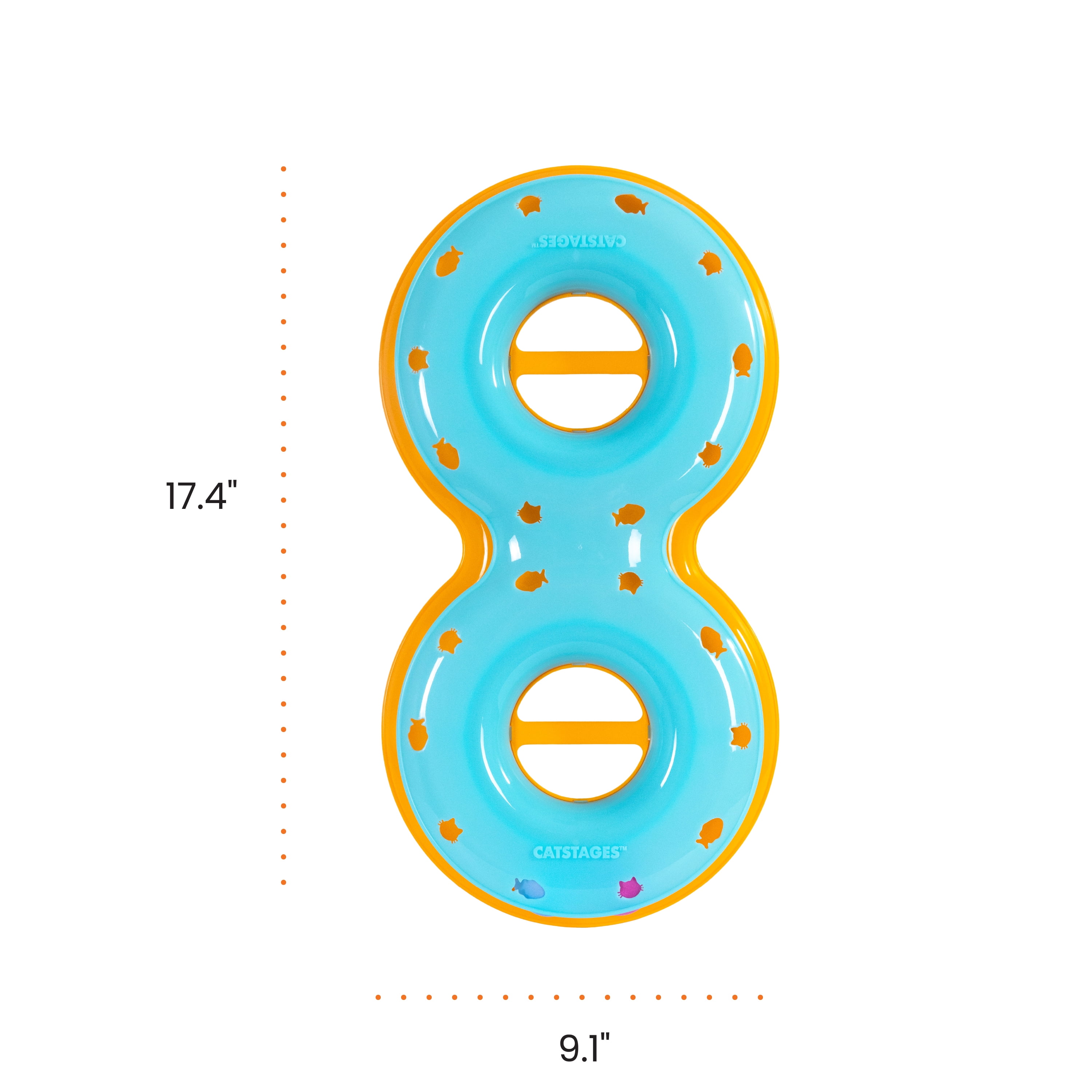 Catstages Meowsome Infinity Ball Track for Cats, Figure-8 Shaped, Compatible with 2-in-1 Topper Toys, Blue