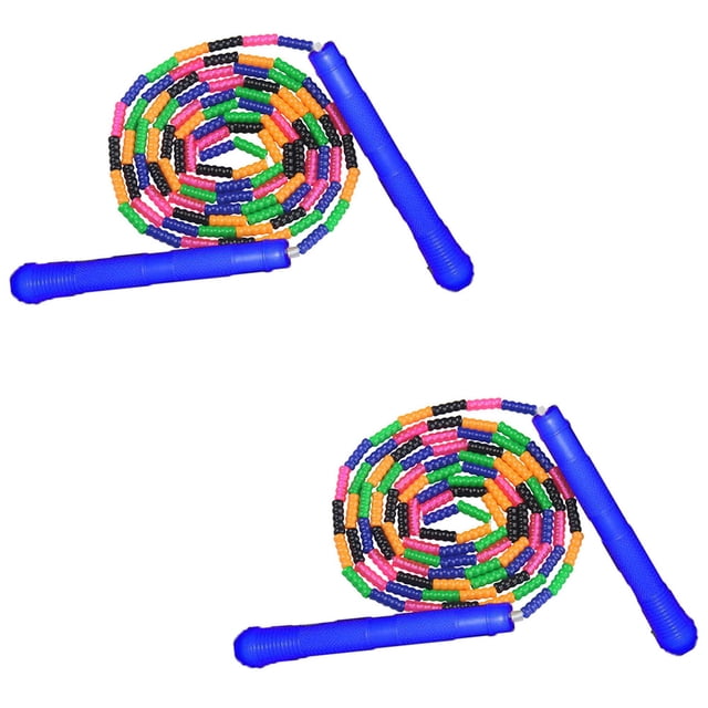 Cuerda para saltar larga (paquete de 2), cuerda para saltar con cuentas blandas para niños, adultos, cuerda para saltar segmentada de plástico Adepaton CPB-DE-SSW798-1