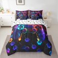 thumbnail image 2 of Manfei 3D Gamepad Gaming Bedding Comforter Set 7 Pieces for Kids, Mystic Stars Galaxy Full Bedding Set, Neon Colorful Honeycomb Reversible Fitted Sheet Flat Sheet, Breathable Home Decor, 2 of 7