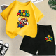 thumbnail image 3 of Conjunto de 2 piezas de camiseta y pantalones cortos de Mario de manga corta de verano para niños y niñas de 3 a 12 años, conjunto deportivo informal para niños, 3 of 5