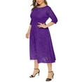 thumbnail image 2 of Eternatastic Womens Scooped Neckline Floral lace Top Plus Size Cocktail Party Midi Dress 5XL Deep Purple, 2 of 5