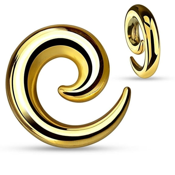 Pair of Seamless Steel Spiral Ear Tapers Polished & Anodized