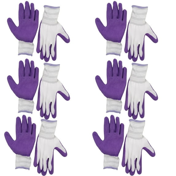 6 Pairs Women's Gardening Gloves - Breathable Rubber-Coated with Enhanced Grip, Durable Outdoor Protection for Garden & Yard Work - Vibrant Purple, Medium