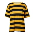 thumbnail image 4 of YUGYXL Fashion Striped Shirts for Women Short Sleeve Blouses Crew Neck Summer Tops Going Out Loose Tshirts Yellow S, 4 of 6